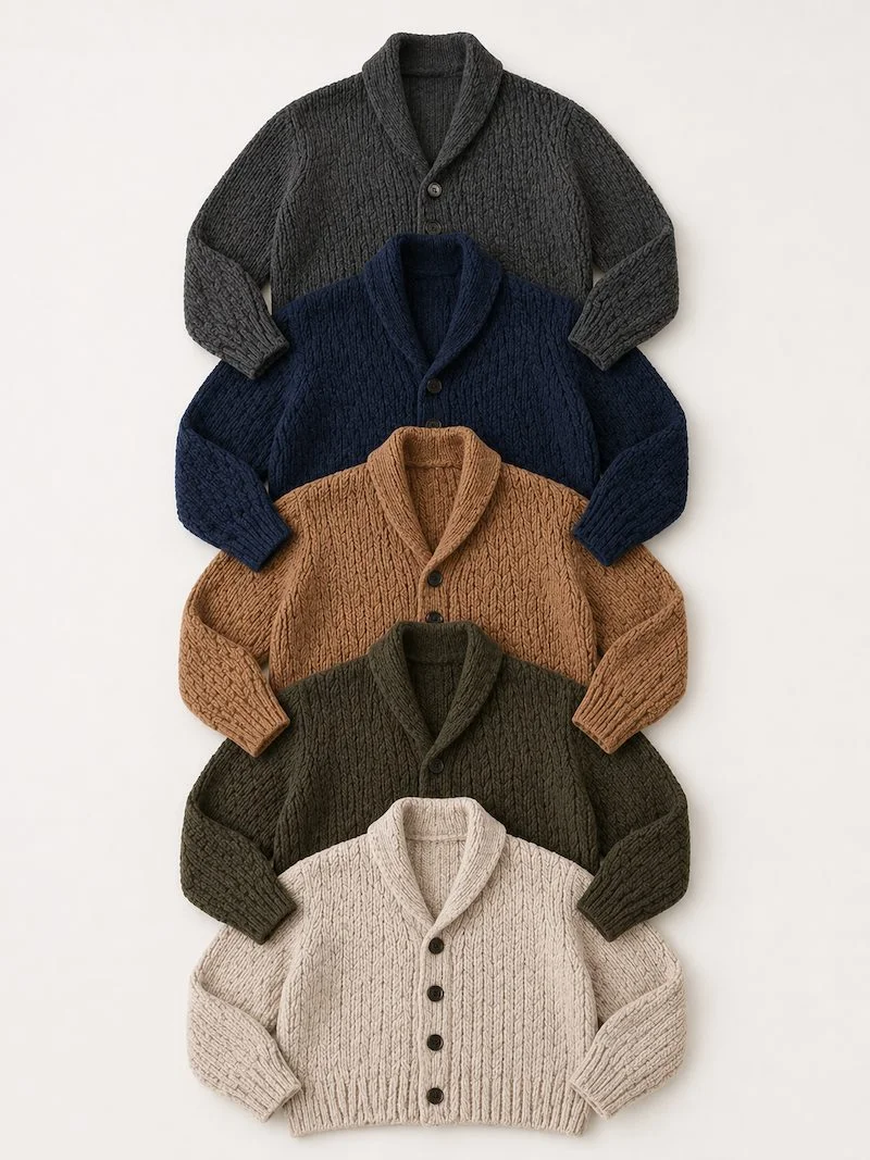 Herren-Cardigan colourway range — Amazon private label manufacturer