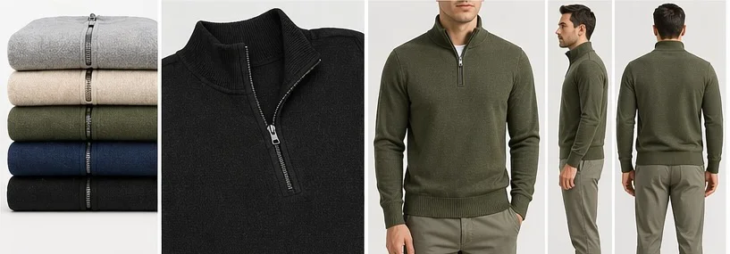 Quarter-Zip-Pullover Farbvarianten — Eigenmarken-Hersteller China